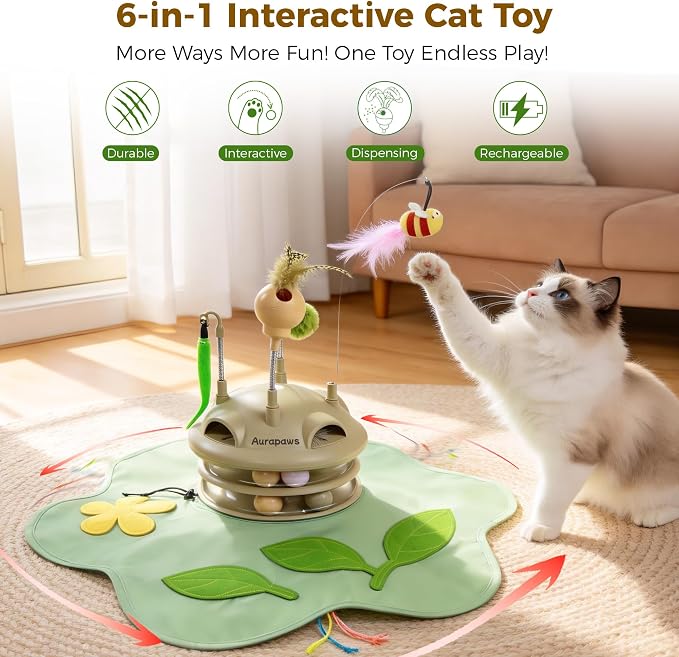 Cat Toys Rechargeable, 6-in-1 Automatic Interactive cat Toy