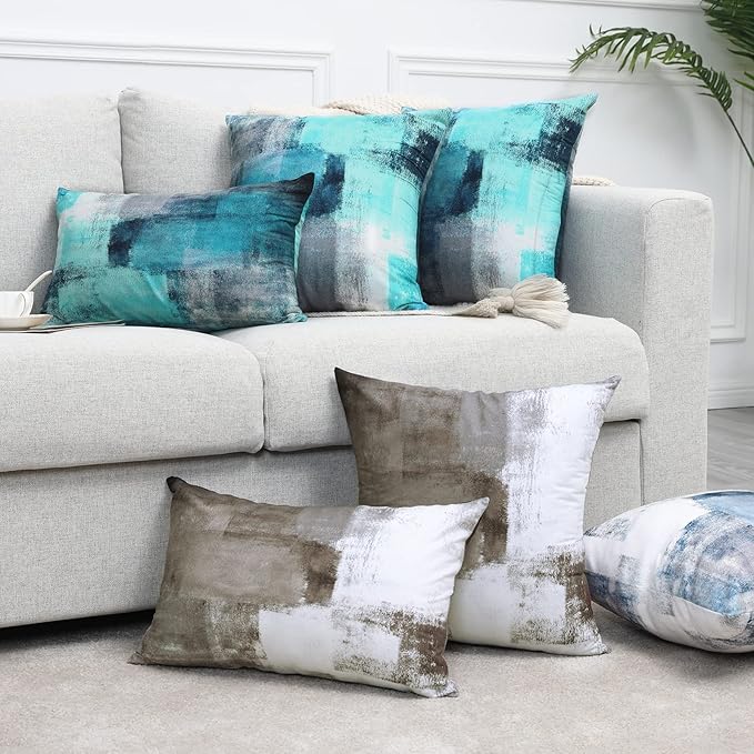 Throw Pillow Covers for Couch, 20x20 Inch, 2 Pack, Turquoise | Decorative Throw Pillow Covers Cushion Covers for Couch Bedroom Sofa Living Room