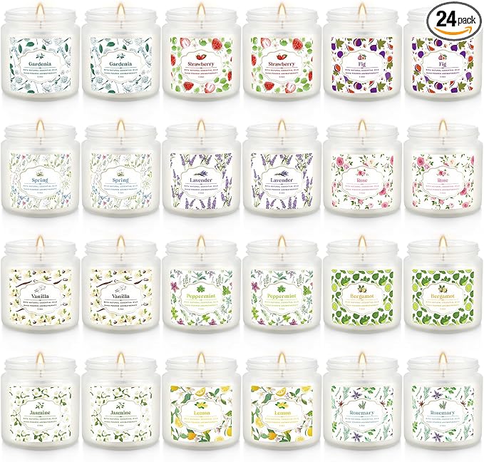 24 Pack Candles for Home Scented Aromatherapy Candles Gifts Set for Women, Natural Soy Wax Candle, 3.5 oz Long Lasting Candles, Birthday, Valentine, Christmas, Anniversary Present
