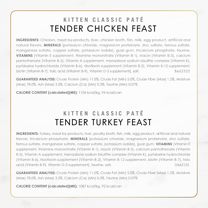Fancy Feast Purina Tender Ocean Whitefish,Turkey,Chicken and Salmon Feasts Wet Kitten Food Variety Pack - 3 oz. Boxes,(Pack of 48)
