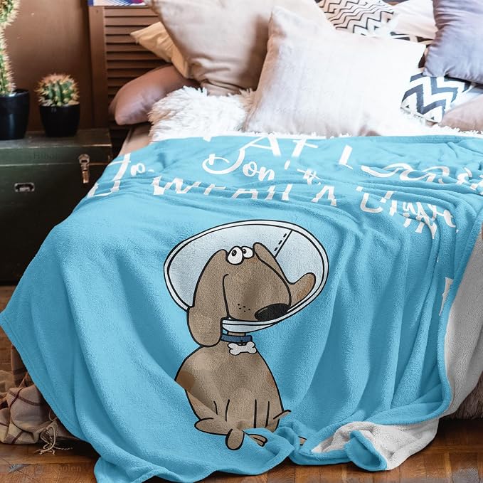 Get Well Gifts for Women/Men After Surgery Blue Blanket 50"x60" | Feel Better/Get Well Soon Gifts for Women, Surgery Recovery Gift for Men, at Least You Dont Have to Wear A Cone