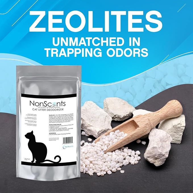 Nonscents Cat litter Deodorizer - Odor Eliminator - 8 Pound Bag | Extends Litter Lifespan, Reduces scooping, Fragrance-free, Unscented, Odor Neutralization, Long-lasting, Non-toxic