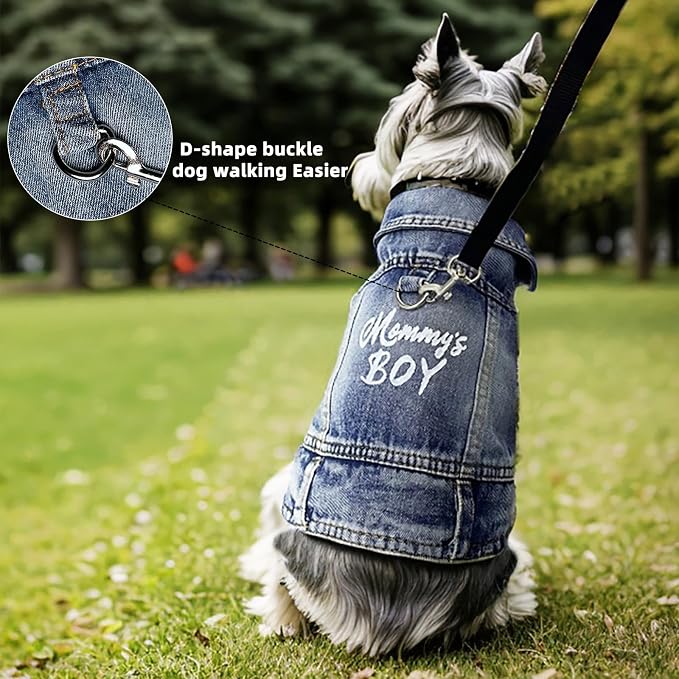 Mommy's Boy Dog Jeans Jacket,Pet Overalls Denim Coat,Puppy Clothes(XL) | JcDuDoi Classic Small Dogs Male Cat Costumes Washed Vest Outfit T-Shirts Chihuahua,Yorkie,Teacup