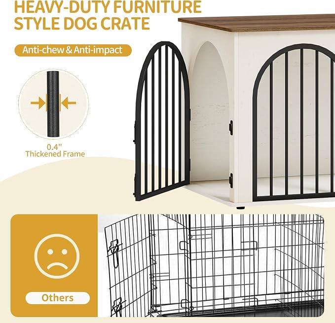 39.4" Wooden Dog Crate Furniture, Indoor Dog Kennel Dogs Cage for Small/Medium/Large Dogs, Heavy Duty Dog Crates Decorative Pet House End Side Table TV Stand, White Brown DFC84114B | Dog Kennel Furniture Wooden Dog Cage Heavy Duty Dog Crate Decorative ...