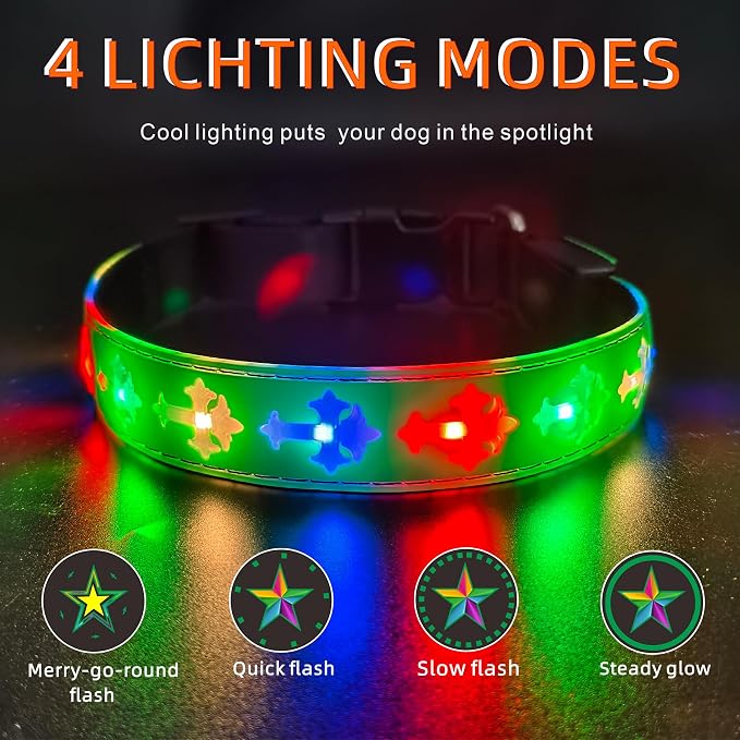 Light Up Glow Dog Collar with Chinese Style AirTag Holder