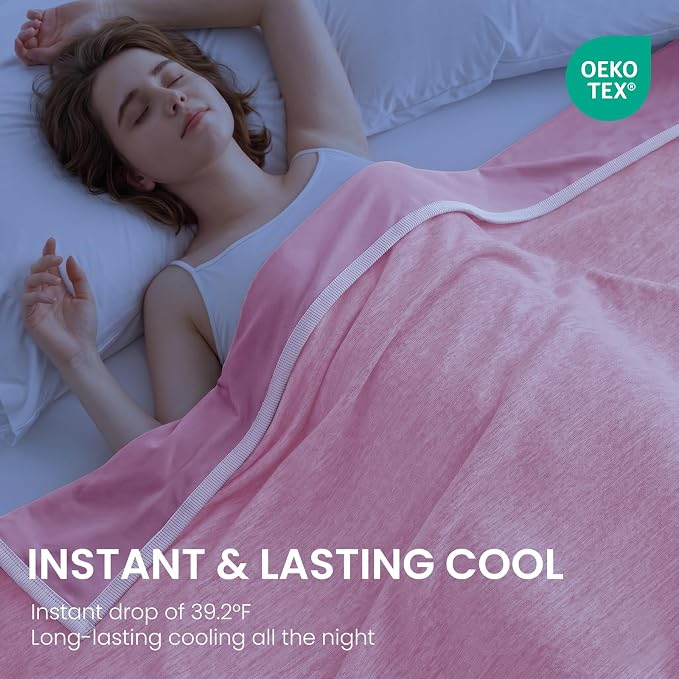 Cooling Blanket for Night Sweats Absorbs Heat to Keep Adults, Children Cool on Warm Nights, Q-Max 0.5 Cooling Blankets for Hot Sleepers, Ultra-Cool Lightweight Sofa Throw Blanket (50"x70") | Absorbs Heat Cold Summer Blanket for Night Sweats & Menopause...