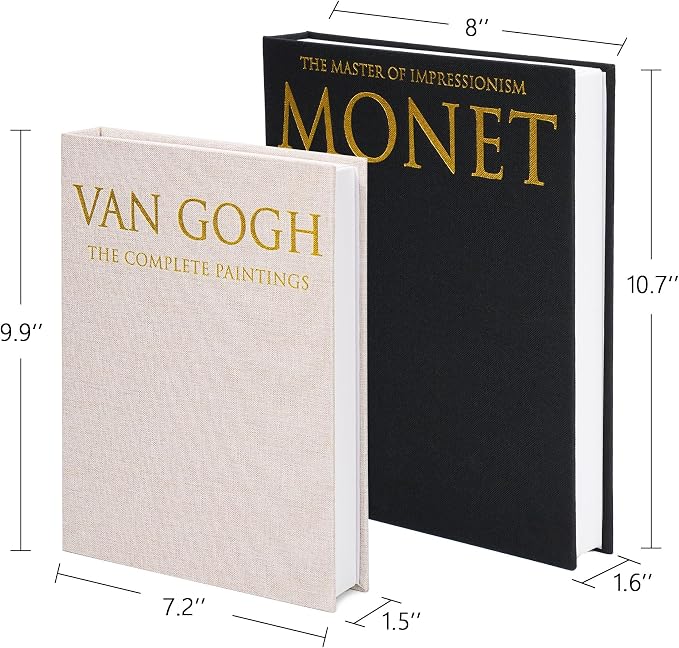 Book Shaped Storage Box Set of 2, Linen Black | Faux book organizer for bookshelf coffee table, eco-friendly odor-free lightweight, sturdy cardboard