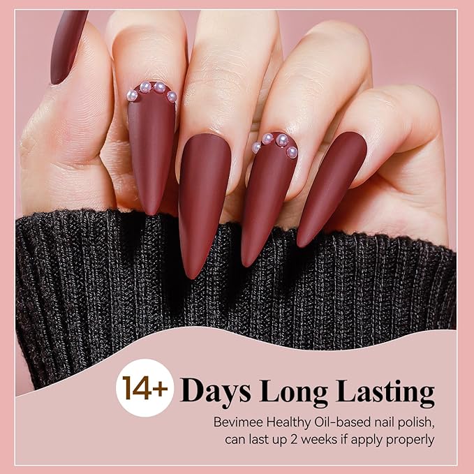 Matte Nail Polish, Red Quick Dry Nail Lacquer Non Gel Matte Finish Effect, Long Lasting & Fast Drying Nail Pigment Velvet Nail Polish for Nail Art