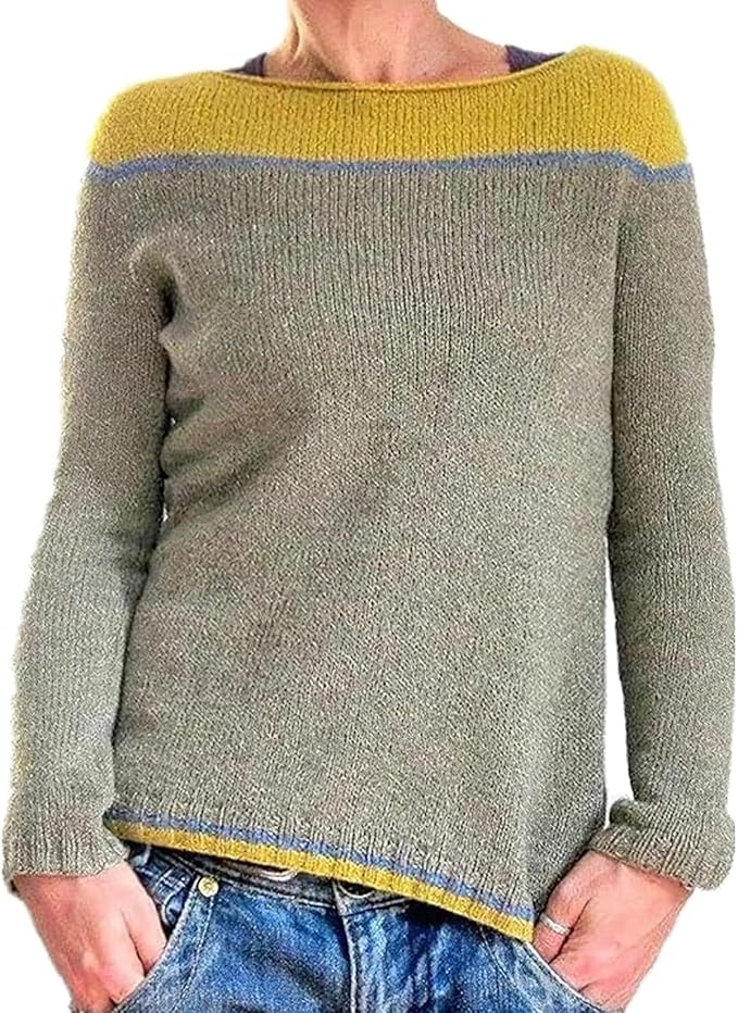Zhyaj Fair Isle Sweater for Womens Winter Long Sleeve Vintage Knitted Sweater Casual Fall Crew Neck Pullover Sweaters