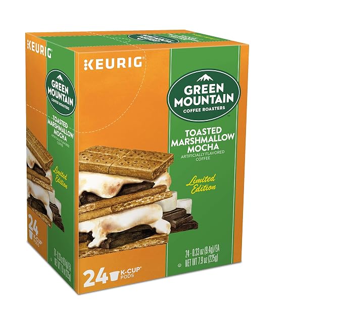 Green Mountain Coffee Roasters Toasted Marshmallow Mocha, Single-Serve Keurig K-Cup Pods, Flavored Light Roast Coffee, 24 Count