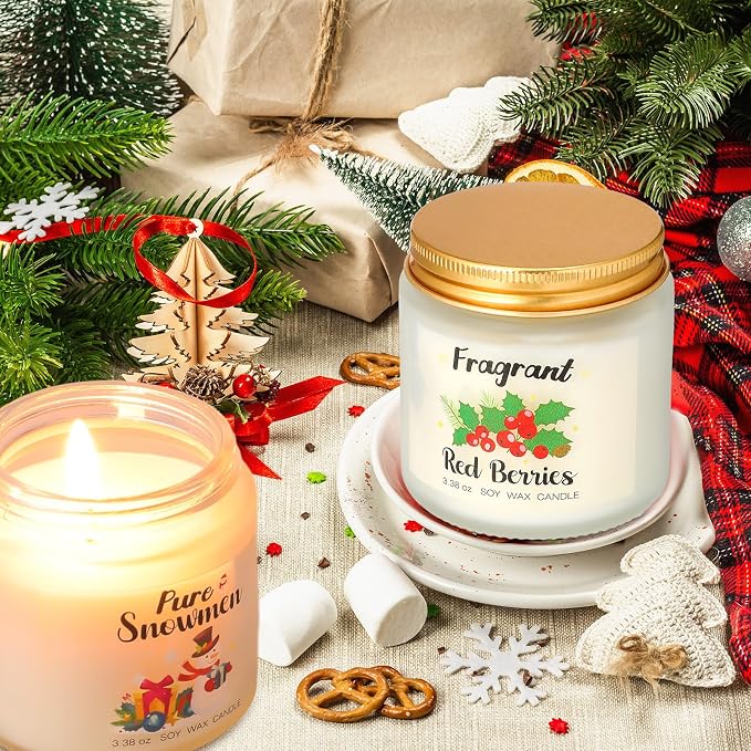 Demissle 15 Pack Christmas Scented Candles Gift Set Aromatherapy Candle for Home Scented Fresh Xmas Fragrance Winter Holiday Natural Soy Wax Aromatherapy Centerpiece Decoration for Mom Friend Wife Her