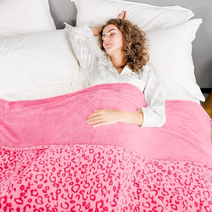 Pink Leopard Print Blanket,Cheetah Throw,Christmas Birthday Gifts for Women | Cheetah Print Blanket, Pink Gifts for Women, Soft Warm Throw Blanket, Ultra Soft Flannel Fabric, King Size Blanket