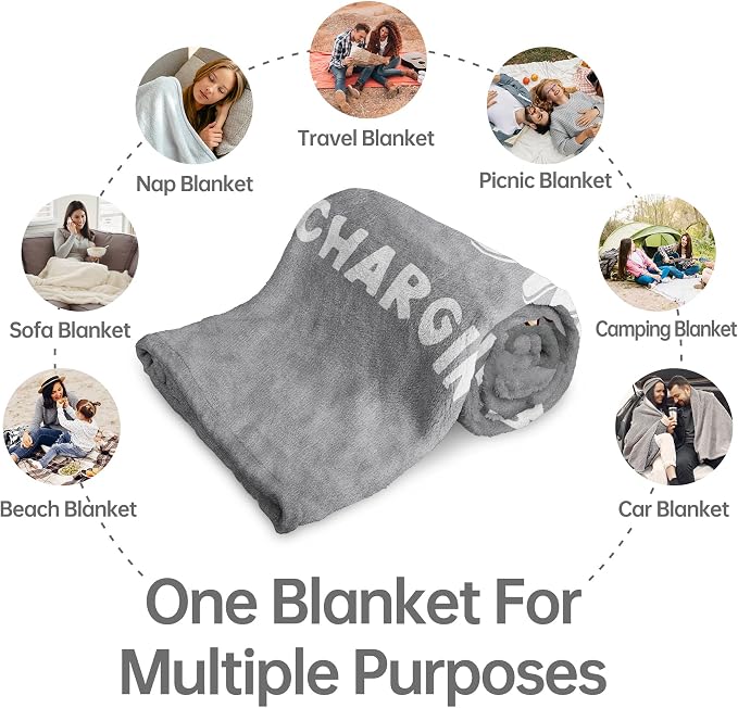 Leebbsin Funny Gifts for Grandma, Grandma Birthday Gift from Grandkids | Grandma is Charging Sloth Blanket 60" x 50", Grey, Grandmas Gift for Christmas Mothers Day, Soft Sloth Blanket for Grandma