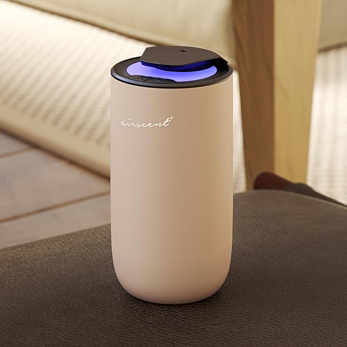 The AirScent Mini Waterless Diffuser - Gold Finish - 15 mL Capacity | Fragrance Oil Aromatherapy Diffuser For Aesthetic Scenting for Homes, Offices, Spas and Hotels - Night Light Feature