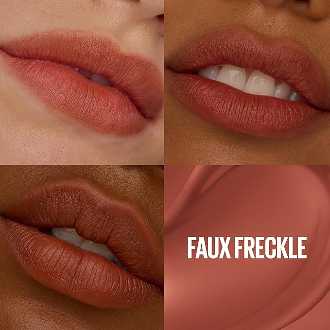 MAYBELLINE Super Stay Teddy Lip Tint, Long Lasting Matte Lipstick for Up To 12HR Wear, Faux Freckle, 1 Count