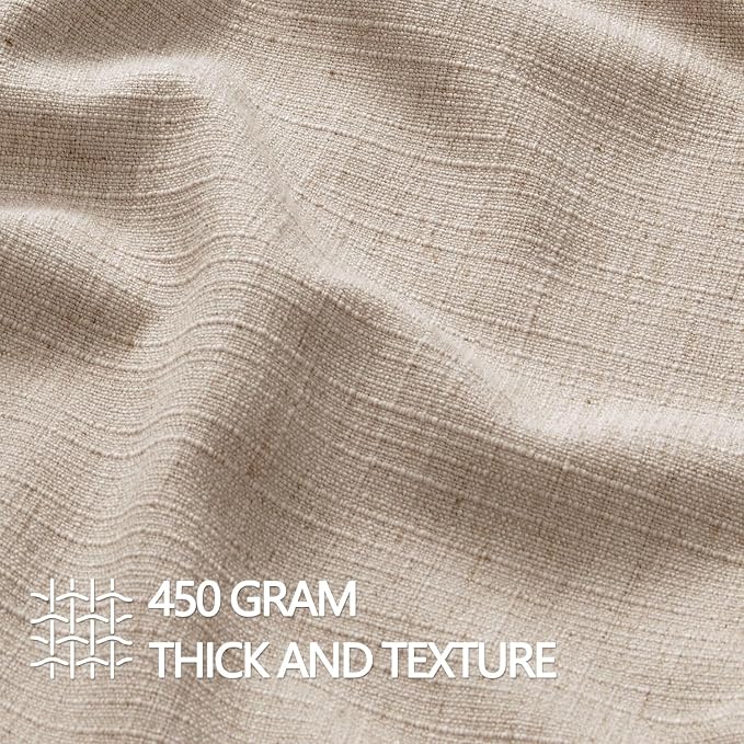 MIULEE Thick Textured Euro Sham Throw Pillow Covers 24x24 in Oatmeal Linen | Set of 2, Decorative Linen Blend Pillow Cover, Flange Edge Design, Farmhouse Modern Boho Style, Bed Couch Living Room Decor