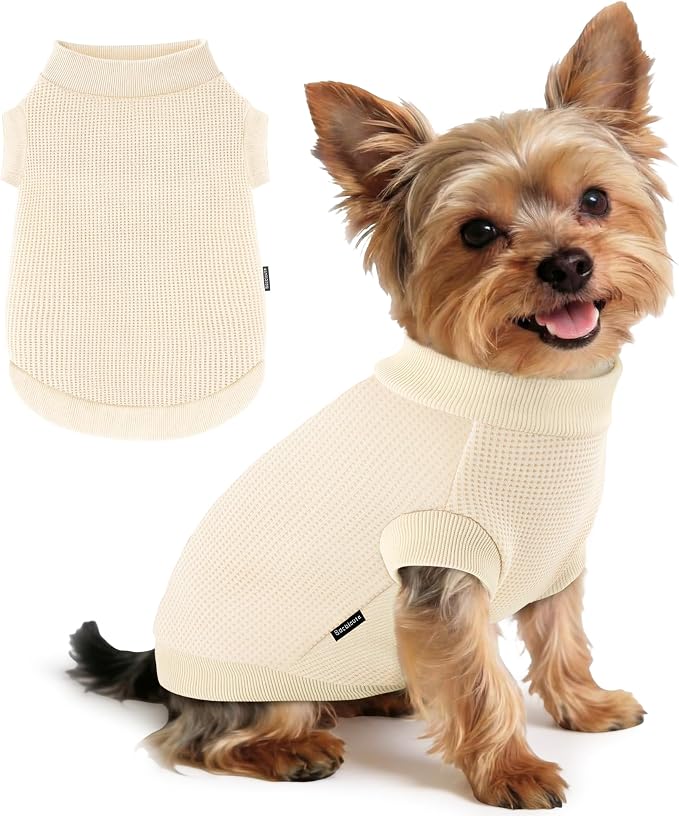 1 Pack Dog Shirt for Small Supplies Functional Waffle Dog Clothes Warm Soft Sweatshirt Outfit for Dogs Cats Pet Apparel