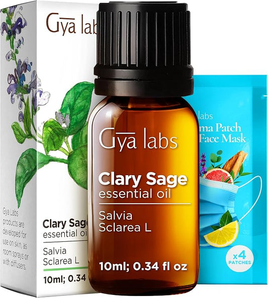 100% Pure Clary Sage Essential Oil - 0.34 Fl Oz - Clary Sage Oil for Hair, Skin, Diffuser, Aromatherapy & DIY Candle Making Scent