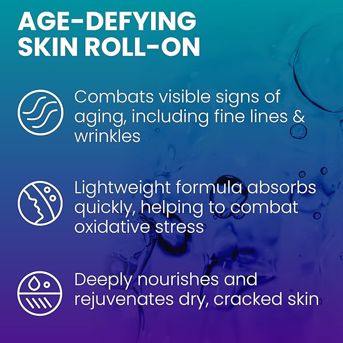 C60 Power Skin Roll On - Roller for Face, Hands & Body, Made with Organic Avocado Oil & 99.99% Pure Sublimated Carbon 60, Age Defying Skin Care, Natural Support for Wrinkles & Dry Patches - 0.33 fl oz
