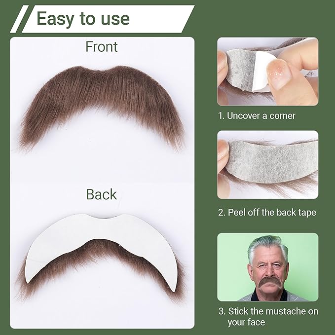 Self Adhesive Fake Mustache False Facial Hair Stick On Cosplay Mustache Halloween Party