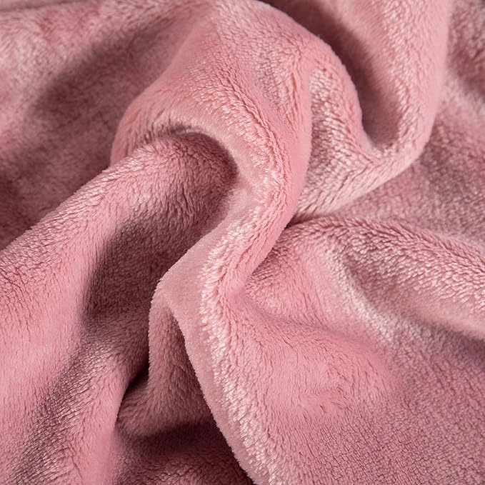 TASTHROW Large Flannel Fleece Throw Blanket, 60×80 Inch - Pink | Cozy Lightweight Thick Blanket - All Seasons Suitable for Women, Men and Kids