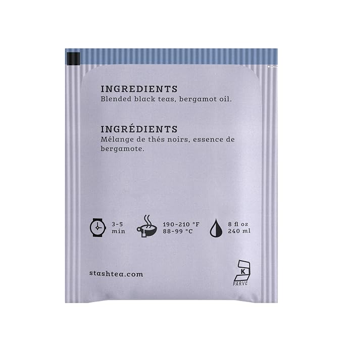 Stash Tea Earl Grey Black Tea, Box of 100 Tea Bags (Packaging May Vary)