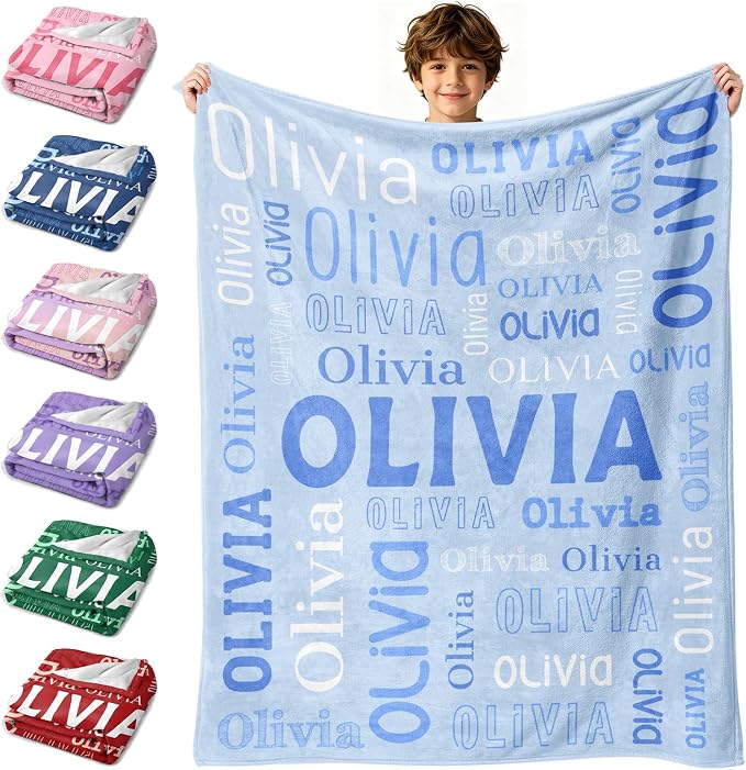 Custom Blanket with Name, Personalized Name Blankets for Teen Girls Boys Kids Baby, Customized Flannel Throw Blanket Gifts for Christmas Birthday - Printed in USA