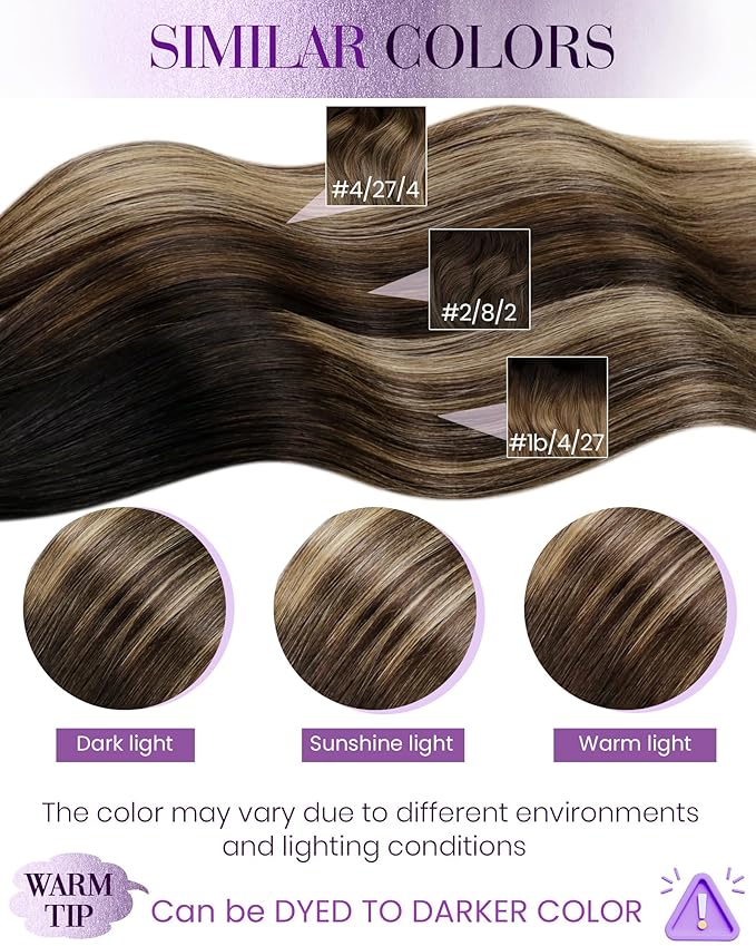 LaaVoo I Tip Hair Extensions Human Hair Balayage Natural Black Balayage Medium Brown Ombre Caramel Brown Itip Human Hair Extensions Short Hair 40g 14in 80s
