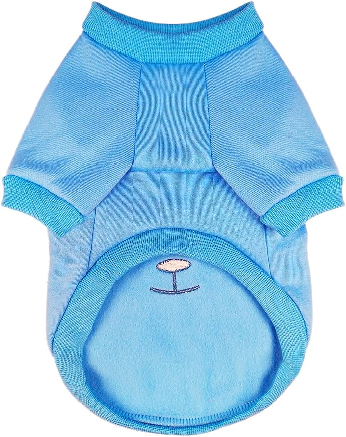 Blue Cute Dog Sweater Soft Winter Clothes for Small Dogs, XS | Classic Blue Knit Pullover, Fall Winter Outfit, Elastic Cuffs, Holiday Party Matching, Machine Washable Sweatshirt for Pets
