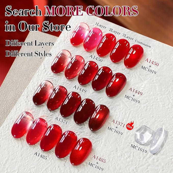 Double Rhythm 0.5Oz Jelly Gel Polish Translucent Sheer Neutral Natural Light Milky Same Color Same Bottle 15ML Burgundy Gel DIY at Home (Blood Red-A1371)