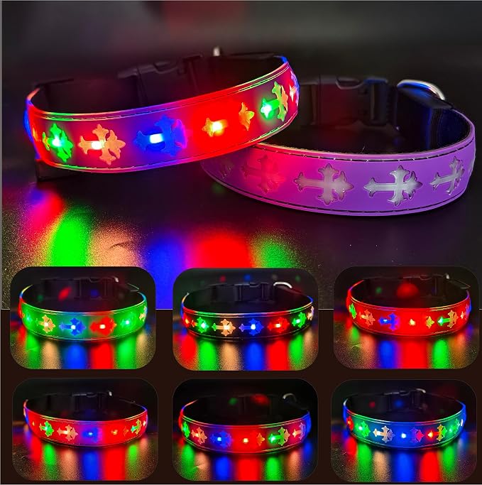 Light Up Glow Dog Collar with Chinese Style AirTag Holder