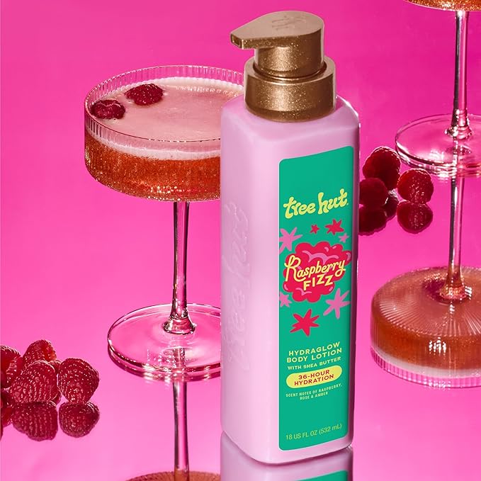 Tree Hut Hydraglow Body Lotion Raspberry Fizz, Mothers Day Gifts, Hydrating & Nourishing Daily Moisturizer for Smooth, Radiant Skin, Lightweight Fast-Absorbing Formula, 18 fl oz