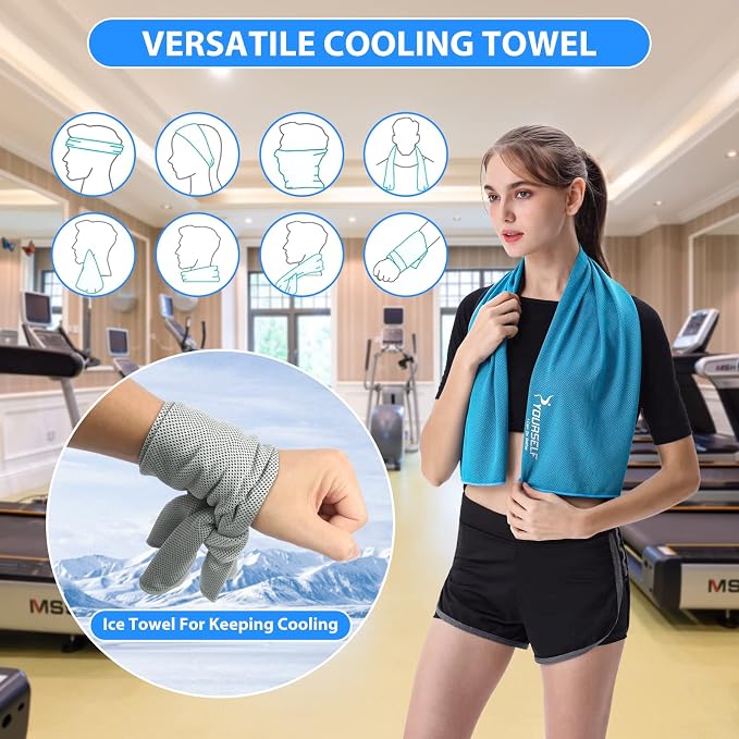 SYOURSELF Cooling Towels for Neck and Face, 4 Pack 40" x 12" Cooling Towel for Hot Weather, Soft Breathable Instant Cool Chilly Pad for Sports Golf Yoga Gym Athletes Camping Ice Towels