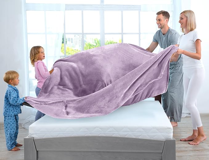 Utopia Bedding Fleece Bed Blanket California King Size Lilac (102x96 Inch) | Microfiber Plush Warm Lightweight Breathable Cozy Blanket Anti-Static, All Season Use, Gift for Women and Men