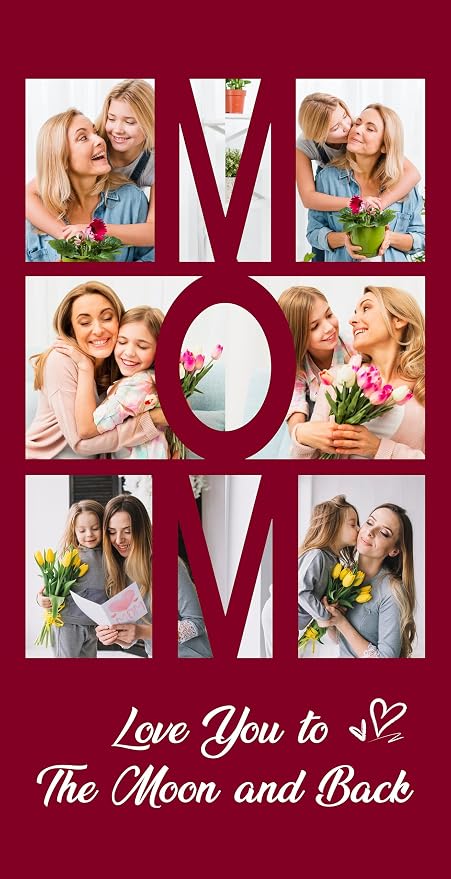 JML Mothers Day Birthday Gifts for Mom from Daughter Son, Personalized Beach Towel with Photo, Custom Beach Towel Gift for Mommy, Grandma, Women, Wife Anniversary Family Day, Summer, Holiday