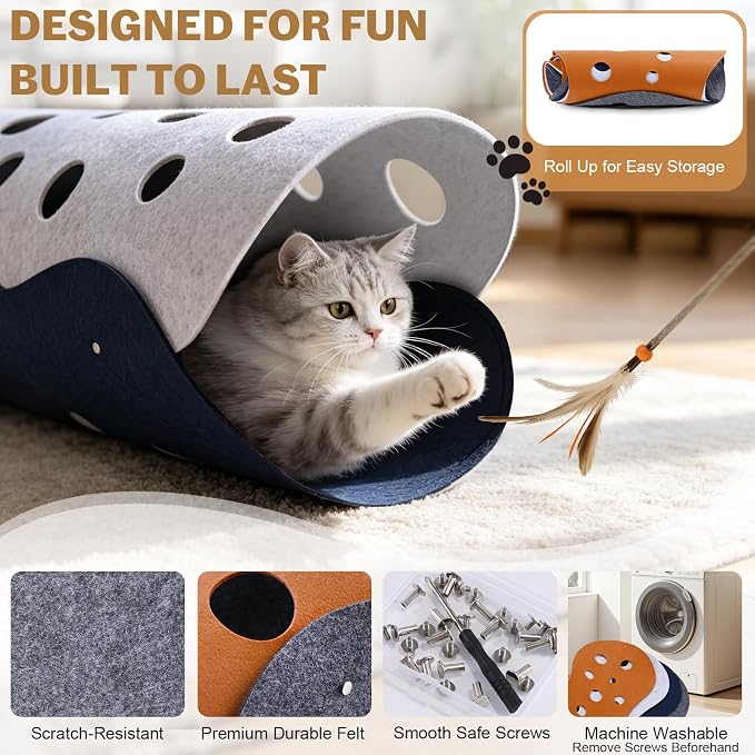 2 PCS Transformable Cat Tunnels for Indoor Cats, All Breed