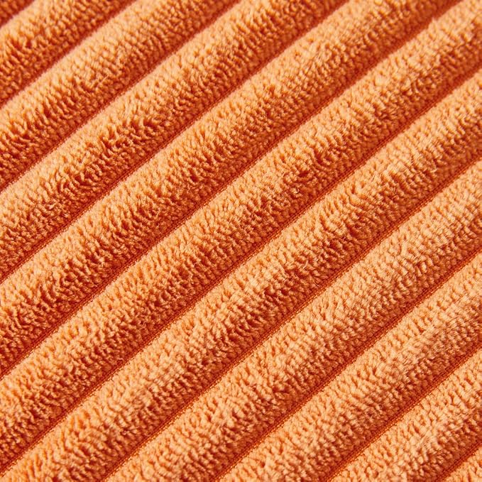 Fancy Homi Pack of 2 Fall Lumbar Decorative Throw Pillow Covers with Pom-poms, Soft Corduroy Solid Rectangle Cushion Cases for Couch Sofa Bed Living Room, Fall Home Decor (12x24 Inch/30x60 cm, Orange)