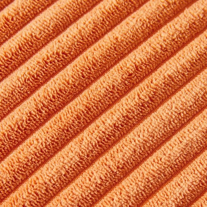 Fancy Homi Pack of 2 Fall Lumbar Decorative Throw Pillow Covers with Pom-poms, Soft Corduroy Solid Rectangle Cushion Cases for Couch Sofa Bed Living Room, Fall Home Decor (12x20 Inch/30x50 cm, Orange)