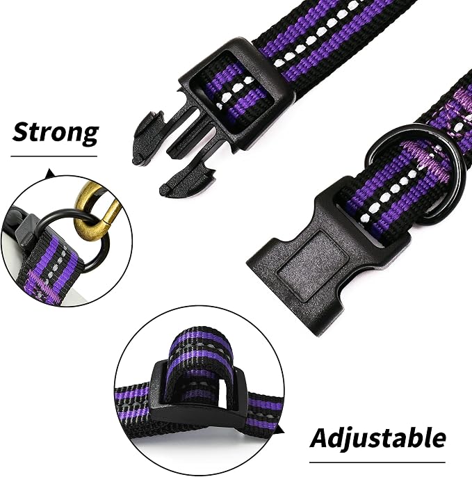 Mile High Life Reflective Dog Collar, Adjustable Lightweight Quick Release