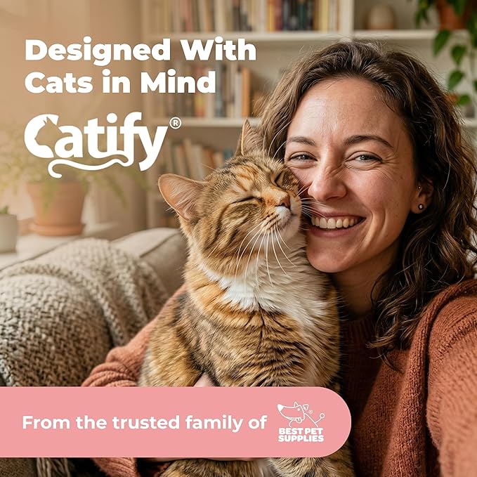 Best Pet Supplies Catify Cat Scratching Post - Beige H: 33" | 15" x 15" x 33", Interactive Cat Pole, Built-In Toys, Durable Sisal, Furniture Protector, For Indoor Kittens and Cats
