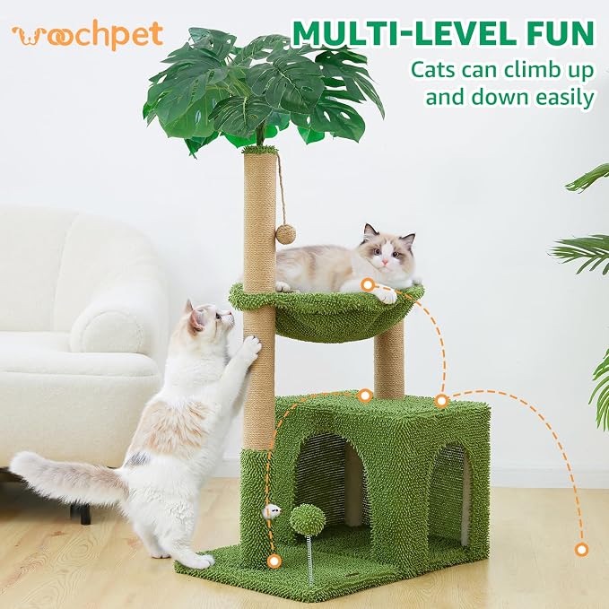 Large Cat Tree for Indoor Cats, Multi-Functional Comfy Cat Bed-48in Tall Cat Tower with Scratching Post, Cozy Hammock for Kittens and Adult Cats, Cute Condo with Toy
