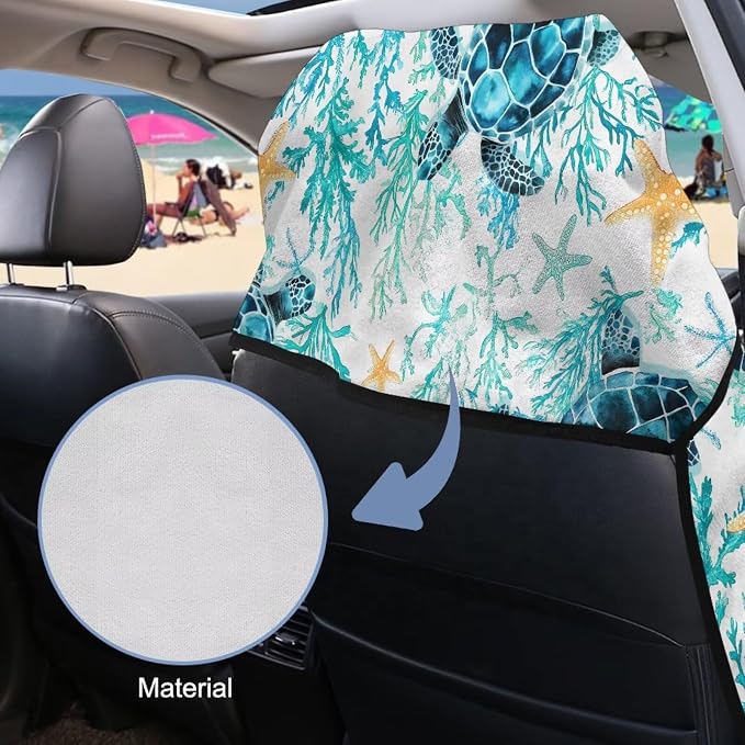 INSTANTARTS Sea Turtle Car Seat Cover Protector Sweat Towel Multi-Functional Car Towel Car Seat Towel Cover