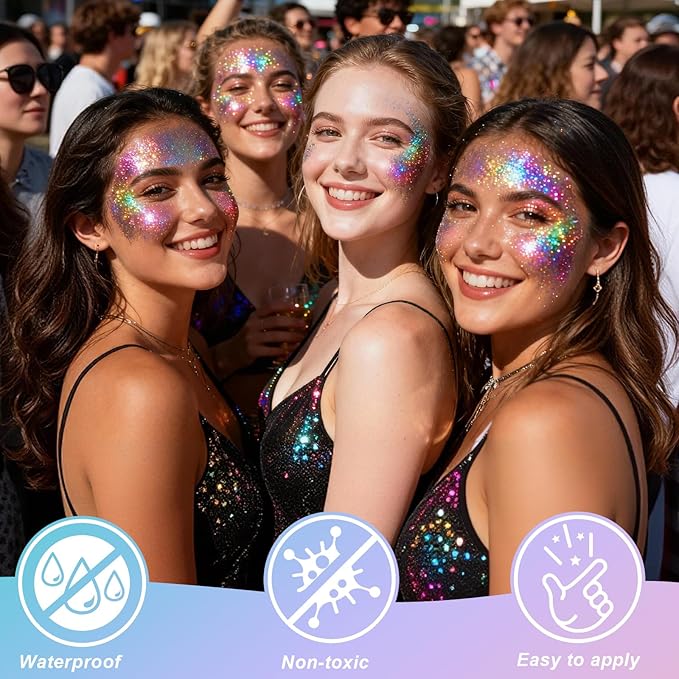 Gold Body Glitter Stick, Shimmer Face and Body Glitter for Women and Girls, Gel Formula Hair Tinsel Festival Accessories for Party Concert Makeup, Stage Performance Cosplay Events