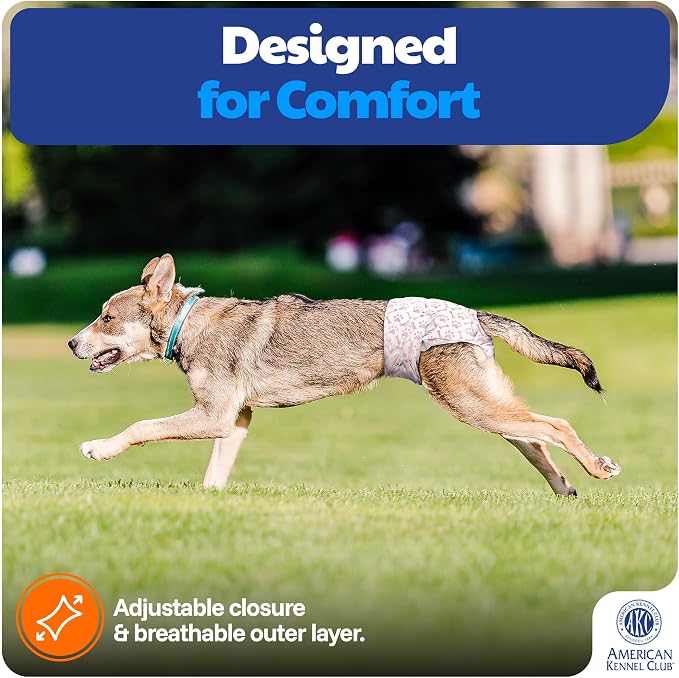 American Kennel Club Female Dog Wrap, Disposable Diapers with Wetness Indicator (XS (9–16 in), 50, Count)