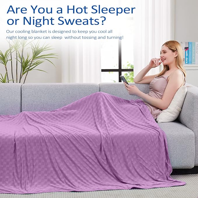 Cooling Blanket, Summer Cooling Blankets for Hot Sleepers, Arc-Chill Q-Max>0.5 Cool Fiber, Oeko-TEX 100% Certified, Soft, Breathable, Double-Side Bed Throw,Keep Cool for Adults Kids 90"x90"