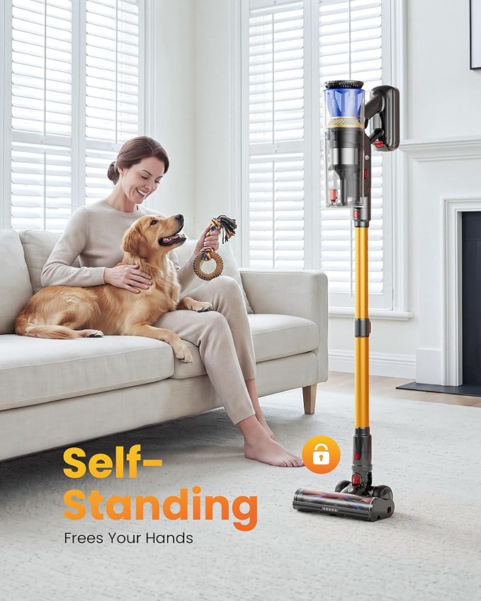 Cordless Vacuum Cleaner for Home, 65KPA 650W 70Mins Stick Vacuum Cordless with Three Suction Modes, Self-Standing&LED Screen, Anti-Tangle Brush, Vacuum Cleaners for Pet Hair/Hardwood Floors/Carpet
