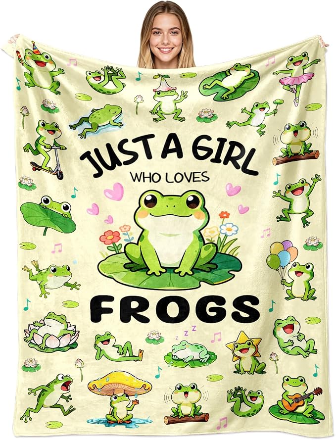Frog Blanket Gifts for Frog Lovers Soft Flannel Frogs Throw Blanket Bedding Decor 50"x40"