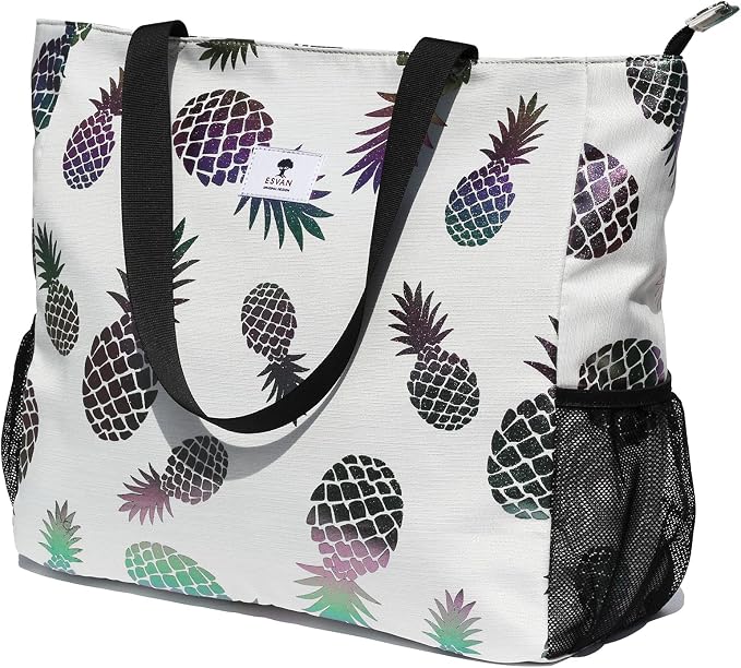 ESVAN LARGE BEACH BAG Water Resistant Lightweight 20 inch Women Oversize Tote Bag for Gym Beach Travel Pool Yoga Nurse
