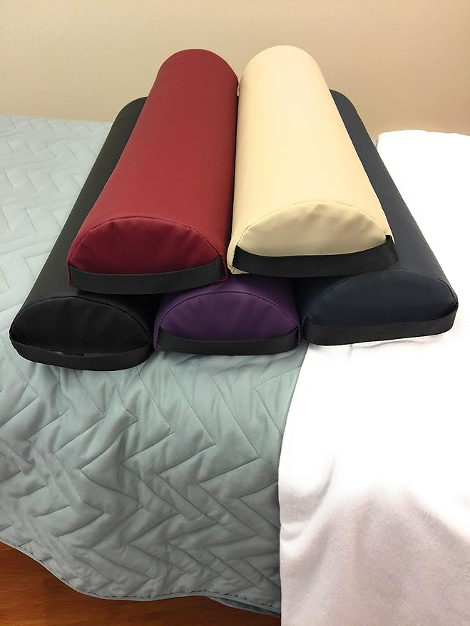 NRG Half Round Massage Bolster - Durable Massage/Spa Table Pillow Cushion - Positioning Bolster with Carrying Strap - CFC Free Foam, NaturSoft Vinyl Cover - 3 x 6 x 26 Inches - Color: Vanilla Cream