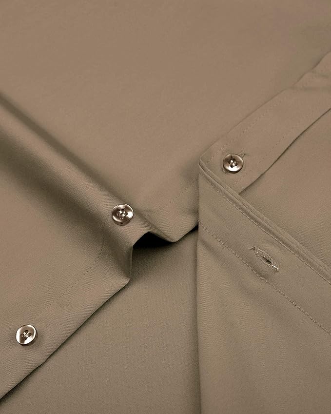 J.VER Men's Dress Shirts Solid Long Sleeve Stretch Wrinkle-Free Formal Shirt Business Casual Button Down Shirts